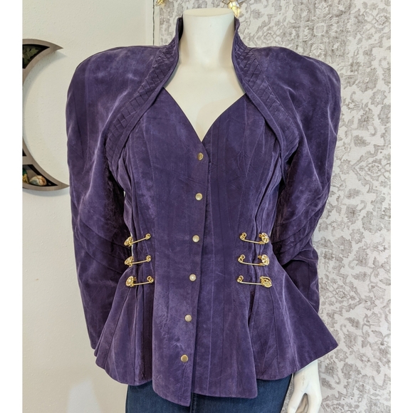 J. Harris Jackets & Blazers - Vintage 1980s Purple Peplum Victorian Jacket Gold
